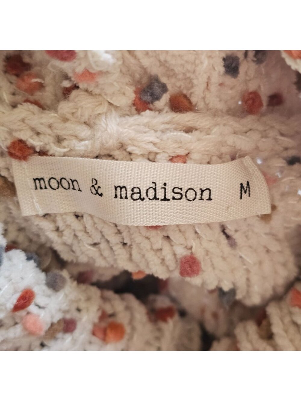 Moon & Madison Turtleneck Sweater Womens M Speckled Cable Knit High Low Hem - Picture 5 of 9